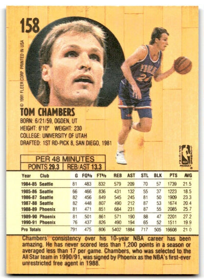 1991-92 Fleer Tom Chambers Phoenix Suns #158