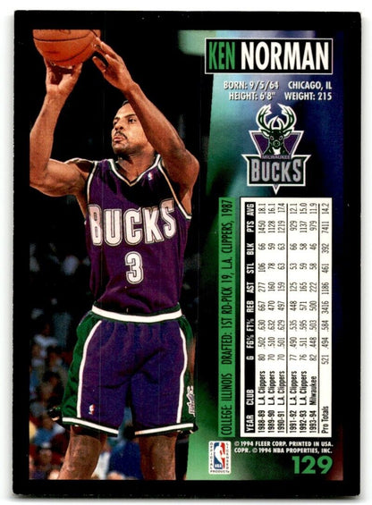 1994-95 Fleer Ken Norman Atlanta Hawks #129