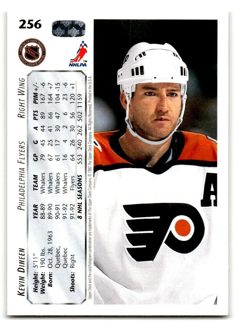 1992-93 Upper Deck Kevin Dineen Philadelphia Flyers #256