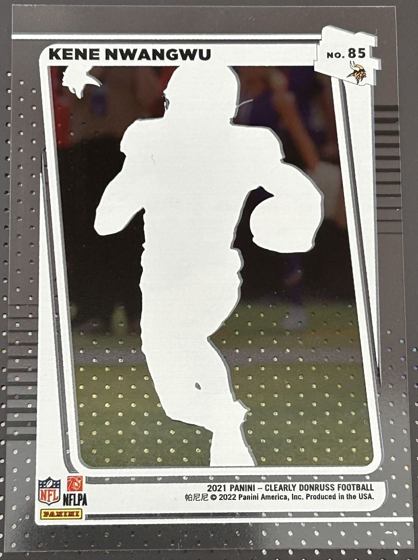 2021 Donruss clearly Kene Nwangwu Rookie Minnesota Vikings #85