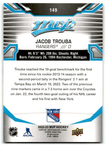 2022-23 Upper Deck MVP Jacob Trouba New York Rangers #149