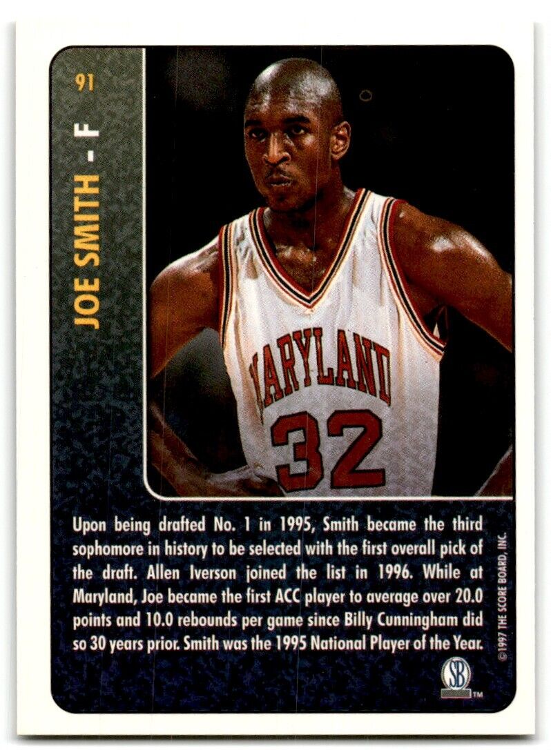 1997-98 Score Board Rookies Joe Smith Maryland Terrapins #91