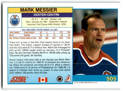 1991-92 Score Canadian Bilingual Mark Messier Edmonton Oilers #505