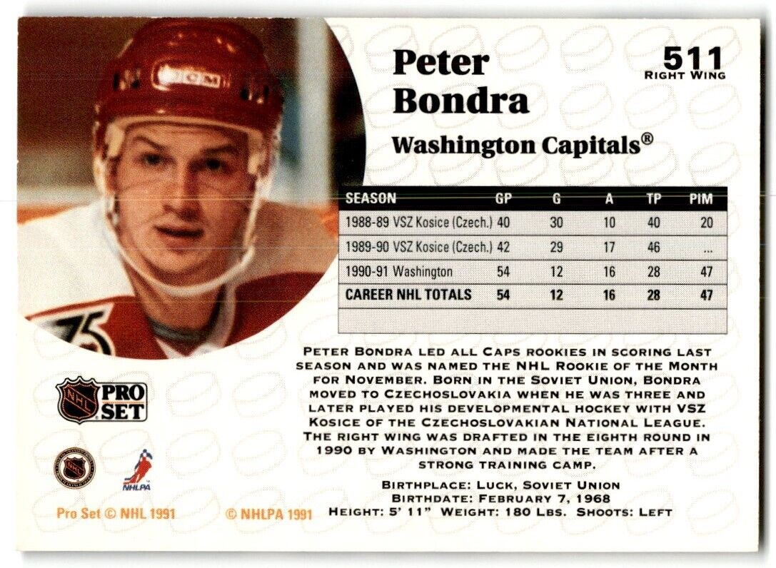 1991-92 Pro Set Peter Bondra Washington Capitals #511