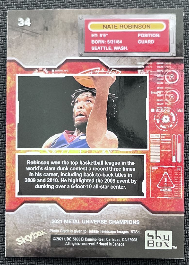 2021-22 Skybox Metal Universe Champion Nate Robinson #34