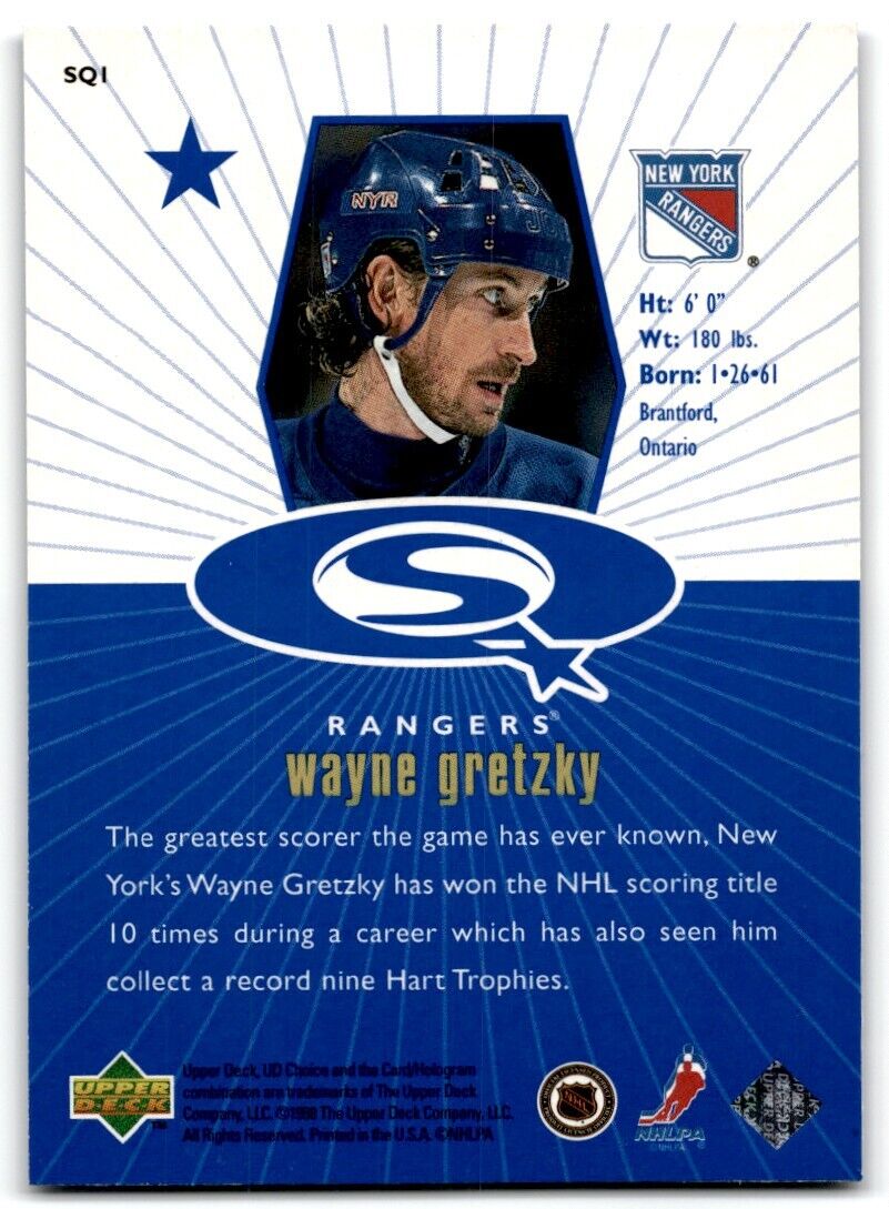 1998-99 UD Choice StarQuest Blue Wayne Gretzky New York Rangers #SQ1