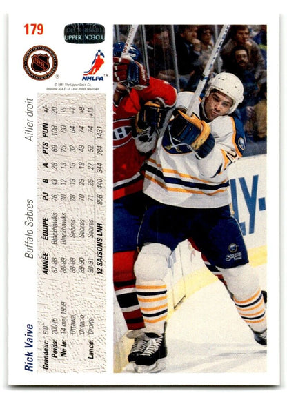 1991-92 Upper Deck French Rick Vaive Buffalo Sabres #179