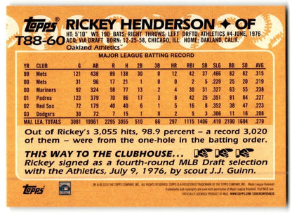 2022 Topps Diamond Greats Die-Cuts Rickey Henderson Oakland Athletics #DGDC-20