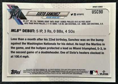 2021 Topps Chrome Update Sixto Sanchez Miami Marlins #USC90