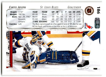 1992-93 Upper Deck Curtis Joseph St. Louis Blues #186