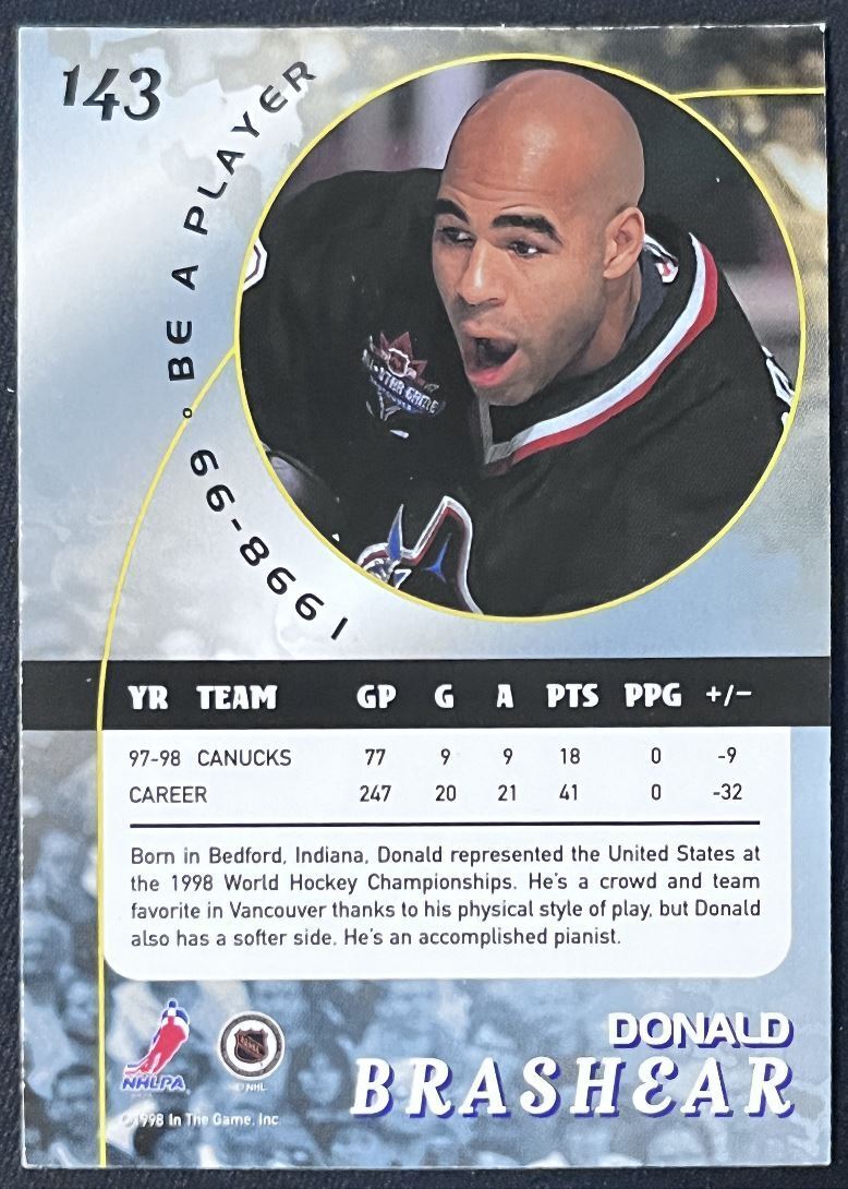 1998-99 Be a Player Donald Brashear Vancouver Canucks #143