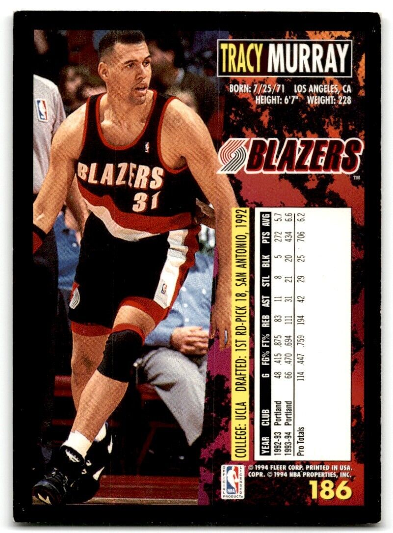 1994-95 Fleer Tracy Murray Portland Trail Blazers #186