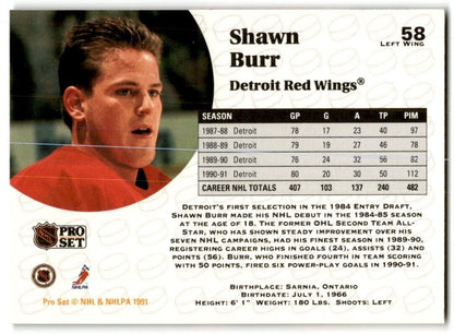 1991-92 Pro Set French Shawn Burr Detroit Red Wings #58