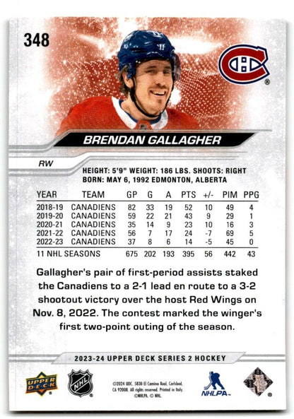 2023-24 Upper Deck Brendan Gallagher Montreal Canadiens #348