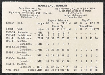 1965-66 Coca-Cola Bobby Rousseau Montreal Canadiens #NNO