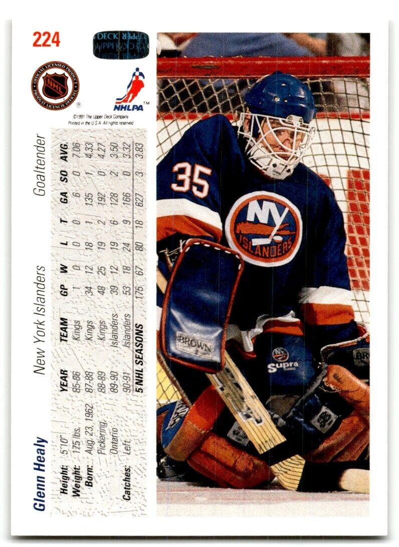 1991-92 Upper Deck Glenn Healy New York Islanders #224