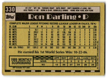 1990 Topps Ron Darling New York Mets #330