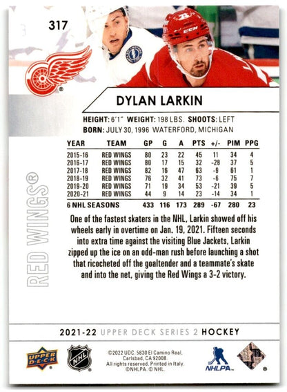 2021-22 Upper Deck Dylan Larkin Detroit Red Wings #317