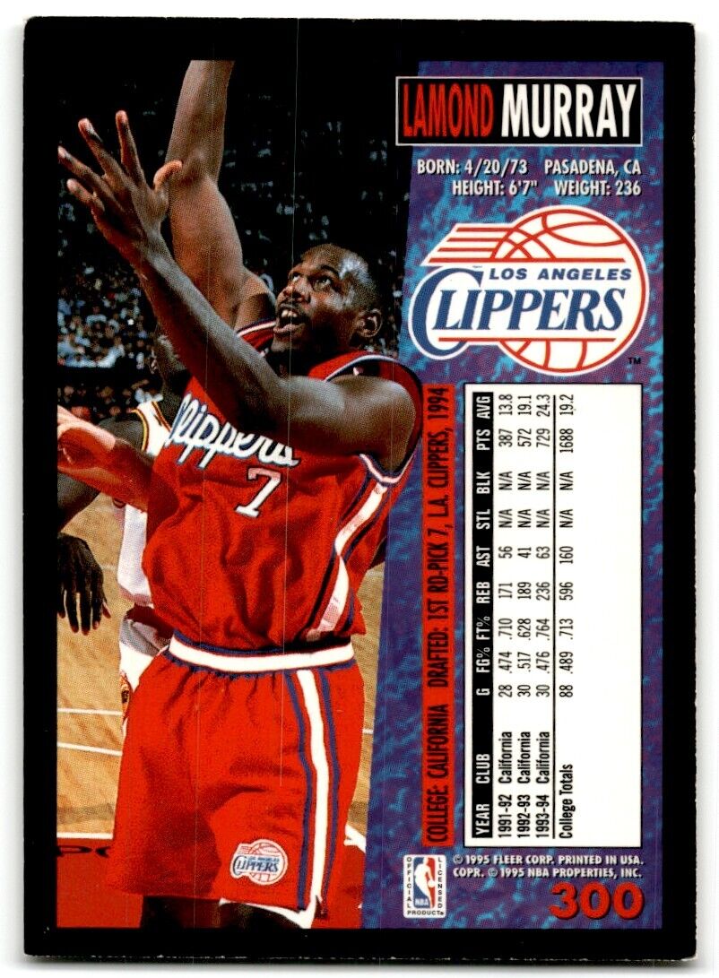 1994-95 Fleer Lamond Murray Rookie Los Angeles Clippers #300