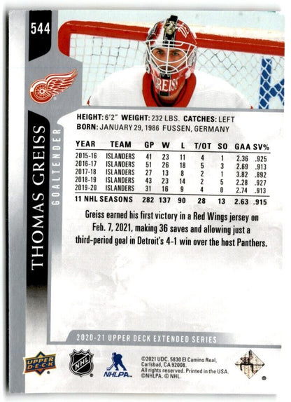 2020-21 Upper Deck Thomas Greiss Detroit Red Wings #544