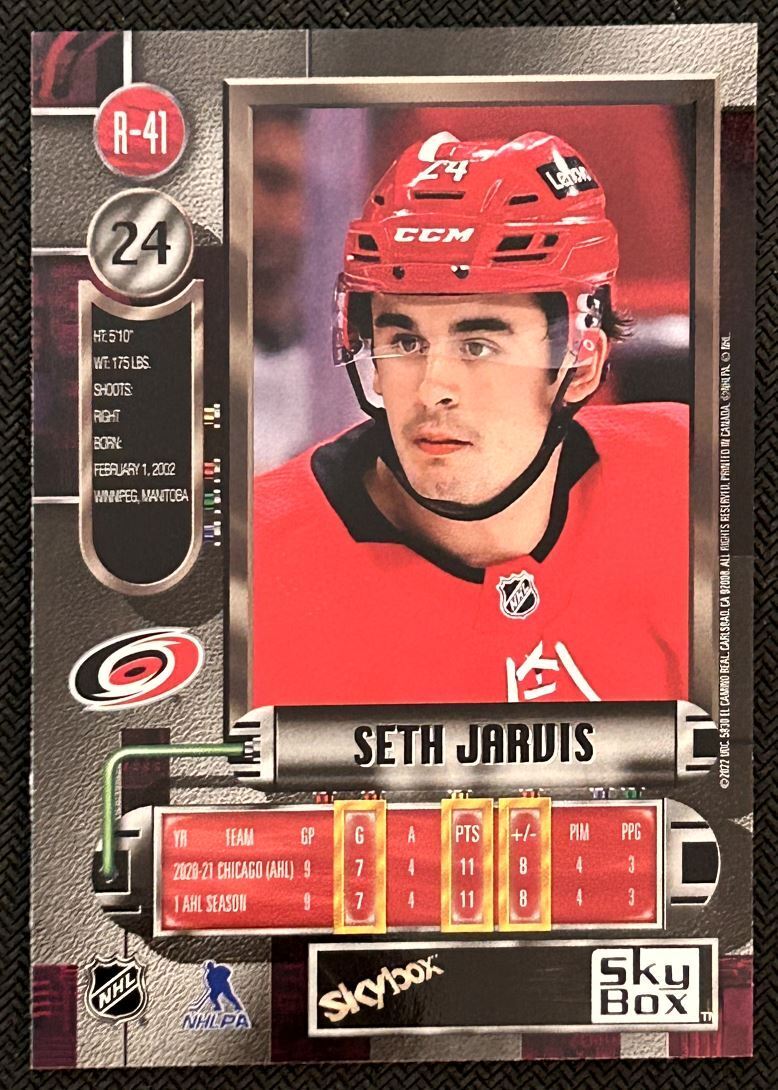 2021-22 Skybox Metal Universe 1997-98 Retro Rookies Seth Jarvis Rookie Carolina