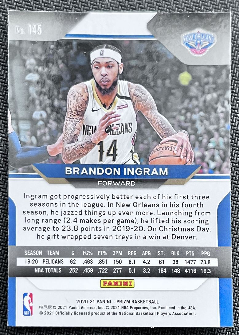 2020-21 Panini Prizm Brandon Ingram New Orleans Pelicans #145