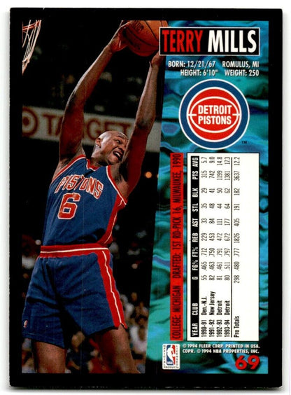 1994-95 Fleer Terry Mills Detroit Pistons #69