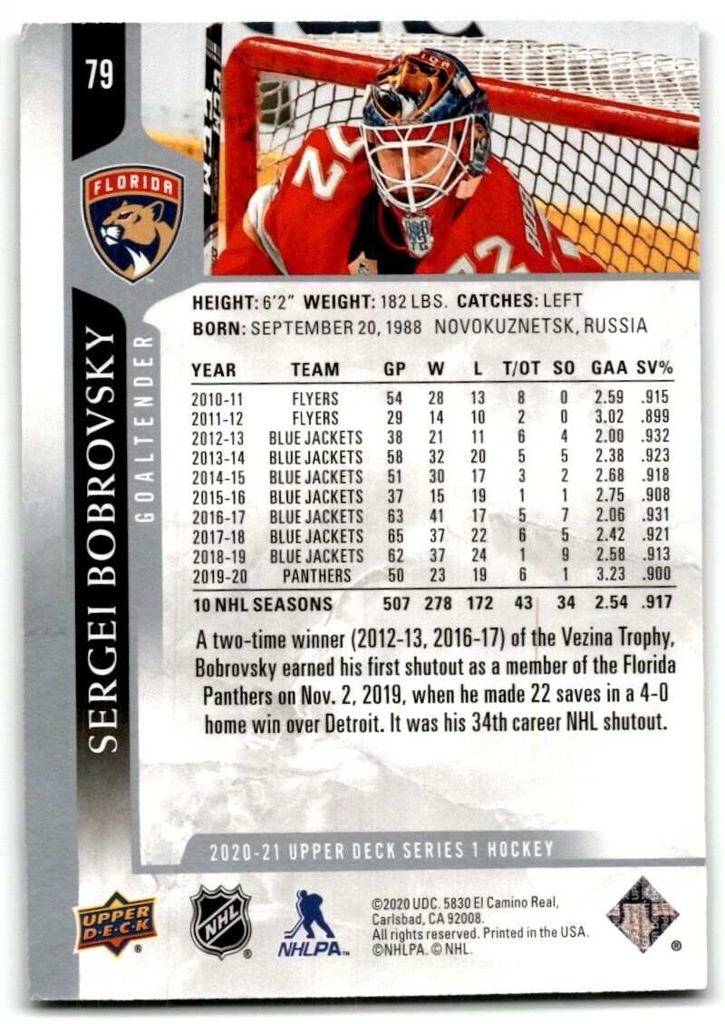 2020-21 Upper Deck Sergei Bobrovsky Florida Panthers #79