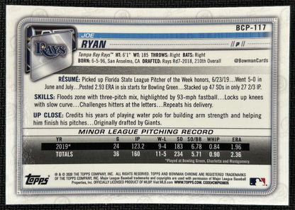 2020 Bowman Chrome Prospects Mojo Joe Ryan Tampa Bay Rays #BCP-117