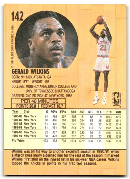 1991-92 Fleer Gerald Wilkins New York Knicks #142