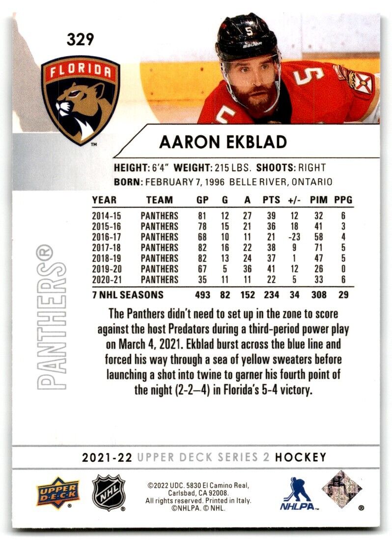 2021-22 Upper Deck Aaron Ekblad Florida Panthers #329