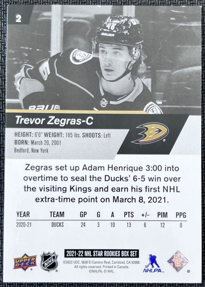 2021-22 Upper Deck NHL Star Rookie Trevor Zegras Rookie Anaheim Ducks #2