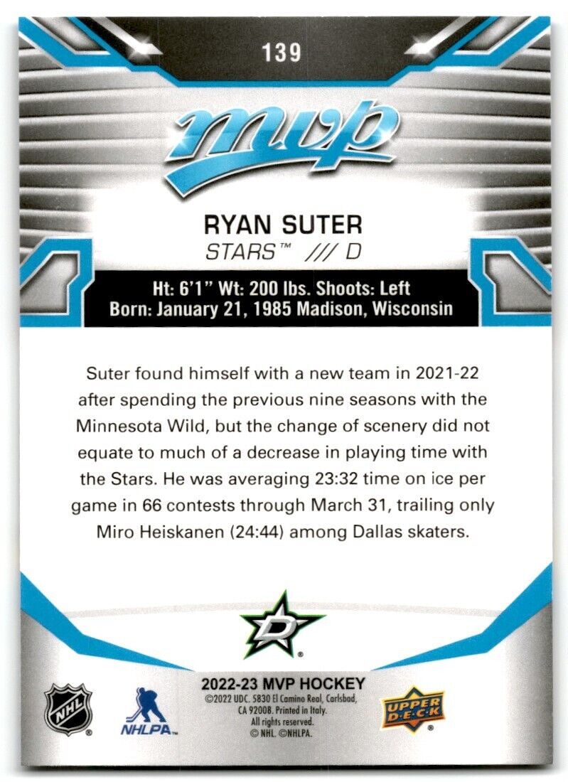 2022-23 Upper Deck MVP Ryan Suter Dallas Stars #139