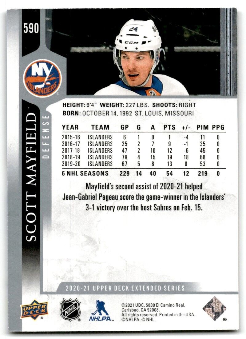 2020-21 Upper Deck Scott Mayfield New York Islanders #590