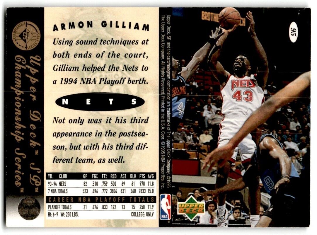 1995-96 SP Championship Series 1995 Armon Gilliam New Jersey Nets #95