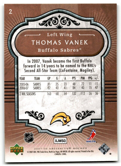 2007-08 Upper Deck Artifacts Thomas Vanek Buffalo Sabres #2