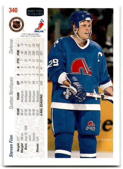 1991-92 Upper Deck Steven Finn Quebec Nordiques #340