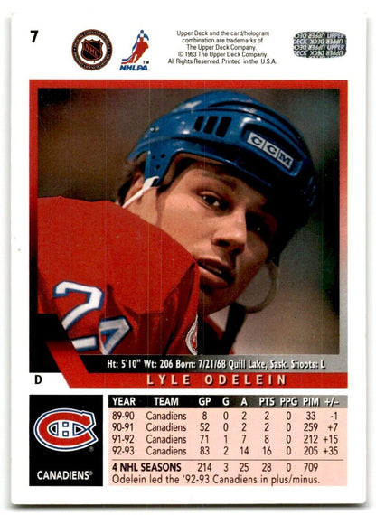 1993-94 Upper Deck Lyle Odelein Montreal Canadiens #7