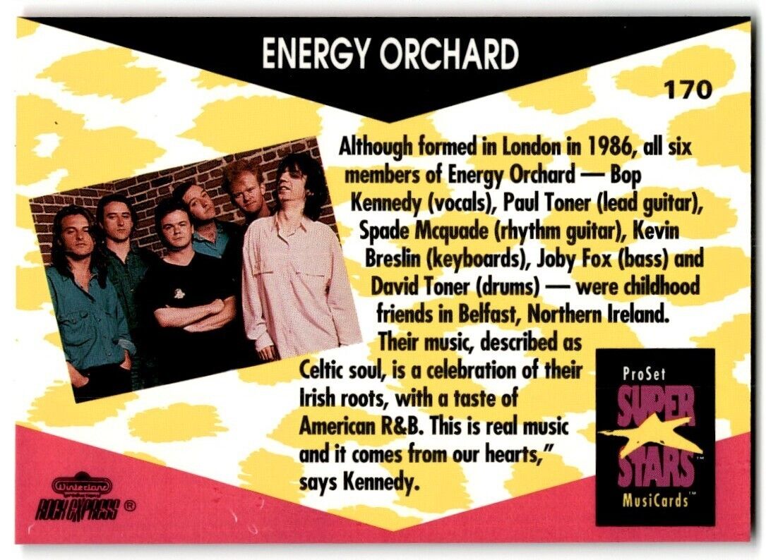 1991-92 ProSet Super Stars MusiCard Energy Orchard #170