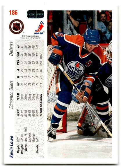 1991-92 Upper Deck Kevin Lowe Edmonton Oilers #186