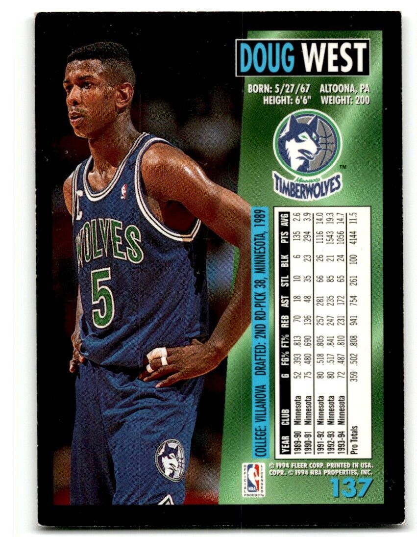 1994-95 Fleer Doug West Minnesota Timberwolves #137