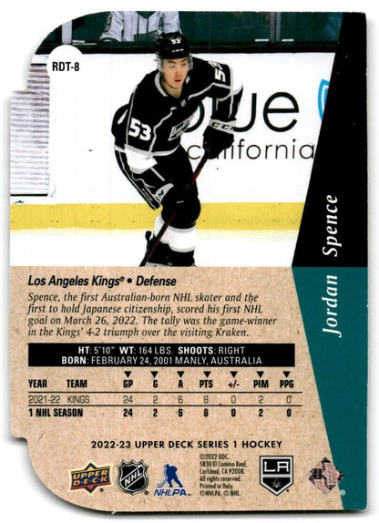 2022-23 Upper Deck Rookie Die-Cut Jordan Spence Rookie Los Angeles Kings #RDT-8