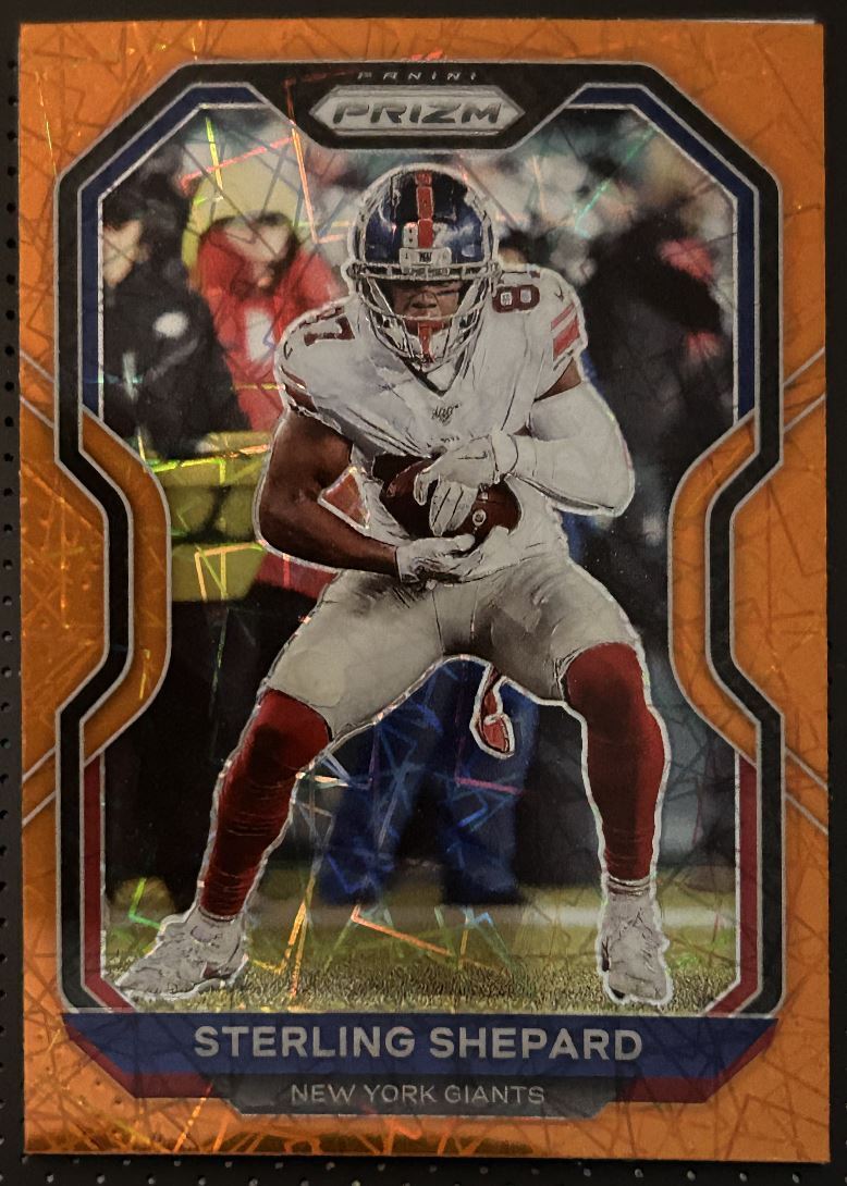 2020 Panini Prizm Orange Laser Sterling Shepard New York Giants #161 Parallel