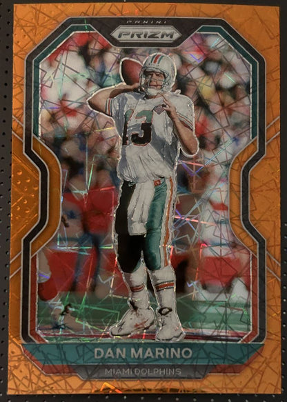 2020 Panini Prizm Orange Laser Dan Marino Miami Dolphins #18 Parallel