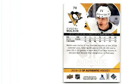 2018-19 SP Authentic Evgeni Malkin Pittsburgh Penguins #70