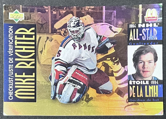 1994-95 Upper Deck McDonald's Mike Richter Check list New York Rangers #MCD