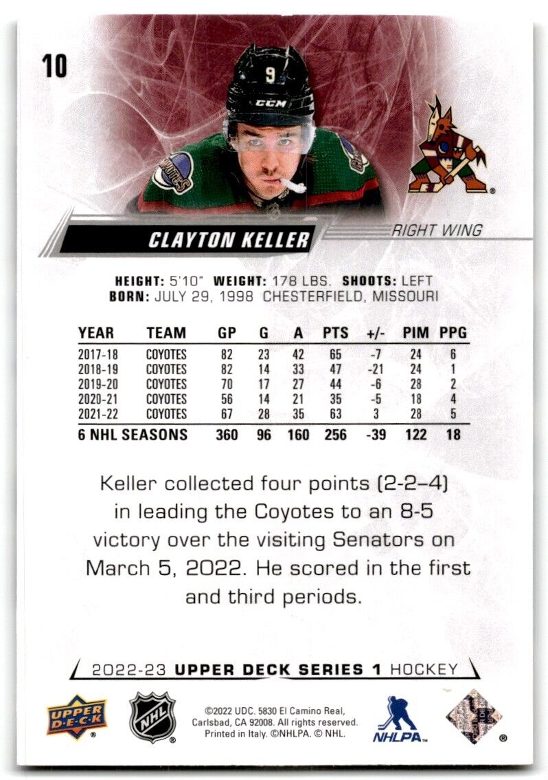 2022-23 Upper Deck Clayton Keller Arizona Coyotes #10