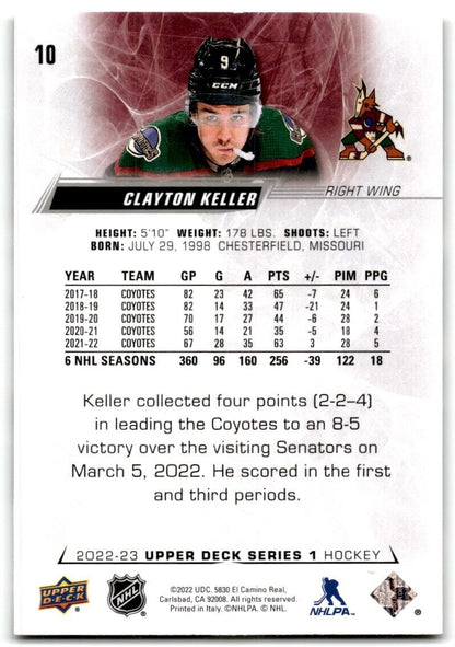 2022-23 Upper Deck Clayton Keller Arizona Coyotes #10