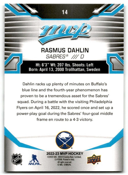 2022-23 Upper Deck MVP Rasmus Dahlin Buffalo Sabres #14