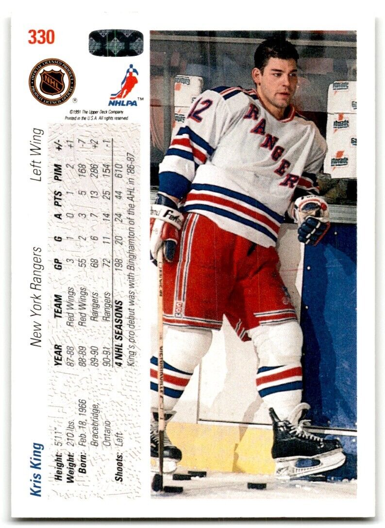 1991-92 Upper Deck Kris King New York Rangers #330